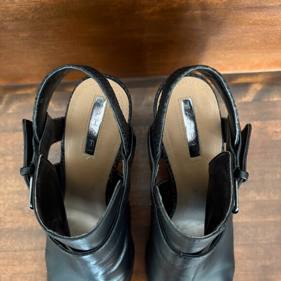 Tahari Martin Women's Black Leather Slingback Sandals Black Leather Size 9 - Picture 3 of 6